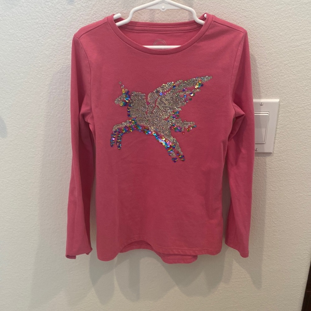 Girls long sleeve sequin unicorn shirt